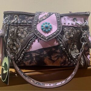 Women’s Country Camo Print and Pink Shoulder Bag